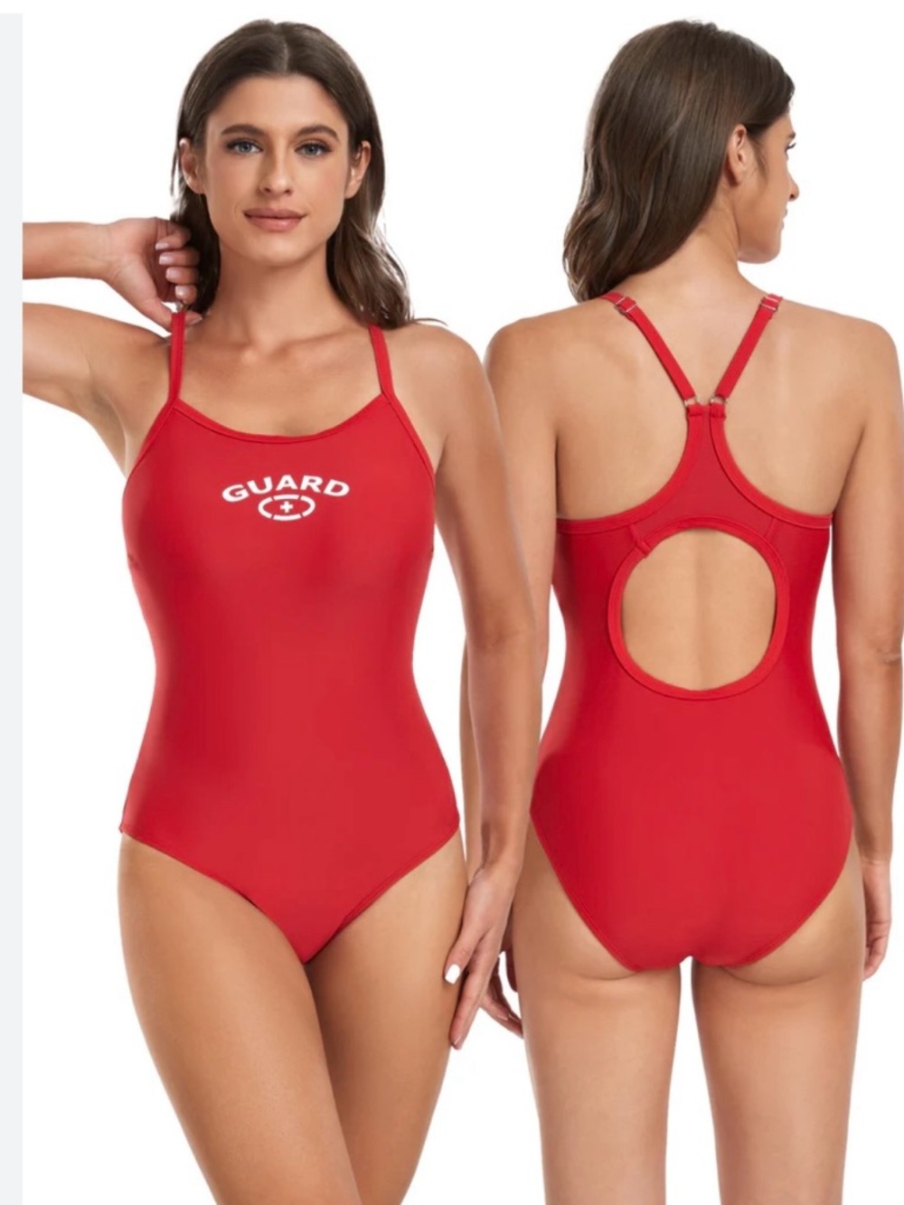 Adoretex red lifeguard one-piece swimsuit Womens Size 32 Beach New (14)